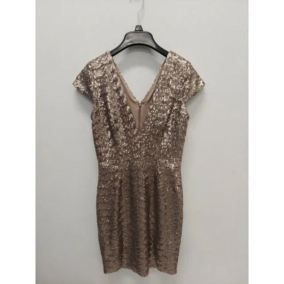 Dress the Population | Dresses | Dress The Population Zoe Cap Sleeve Sm Sequin  Mini Dress Brass New Wo Tags | Poshmark